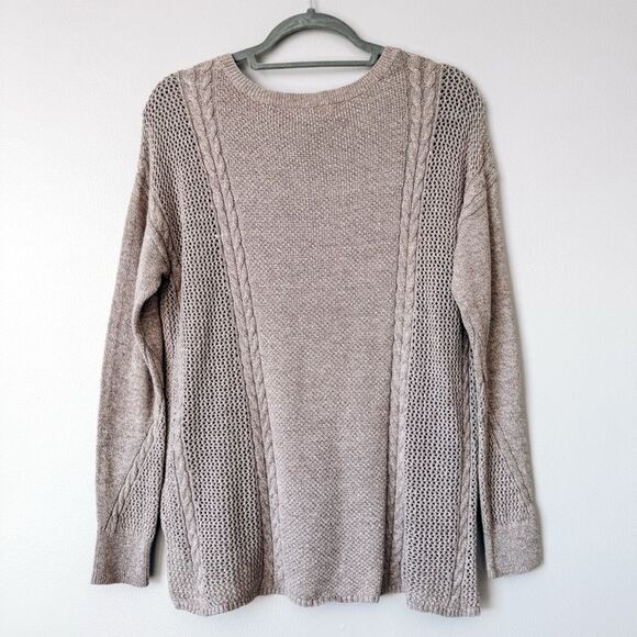 American Eagle Tan French Terry Knit Long Sleeve Sweater Size Medium - Picture 8 of 8